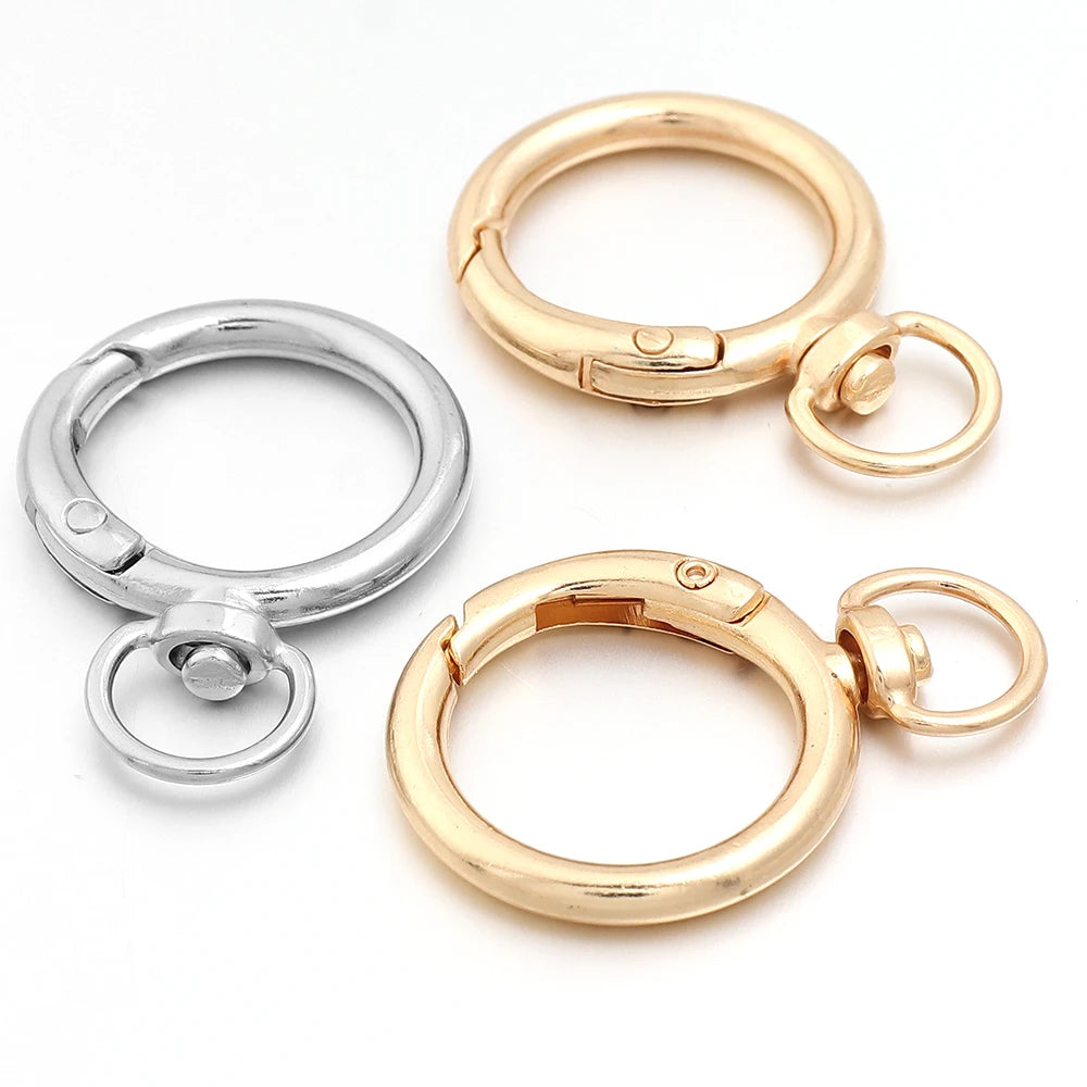 10Pcs Round Shape Rotation Alloy Lobster Spring Clasps Openable Hook Carabiner Connector Dog Chain Buckles DIY Keychain Supplies