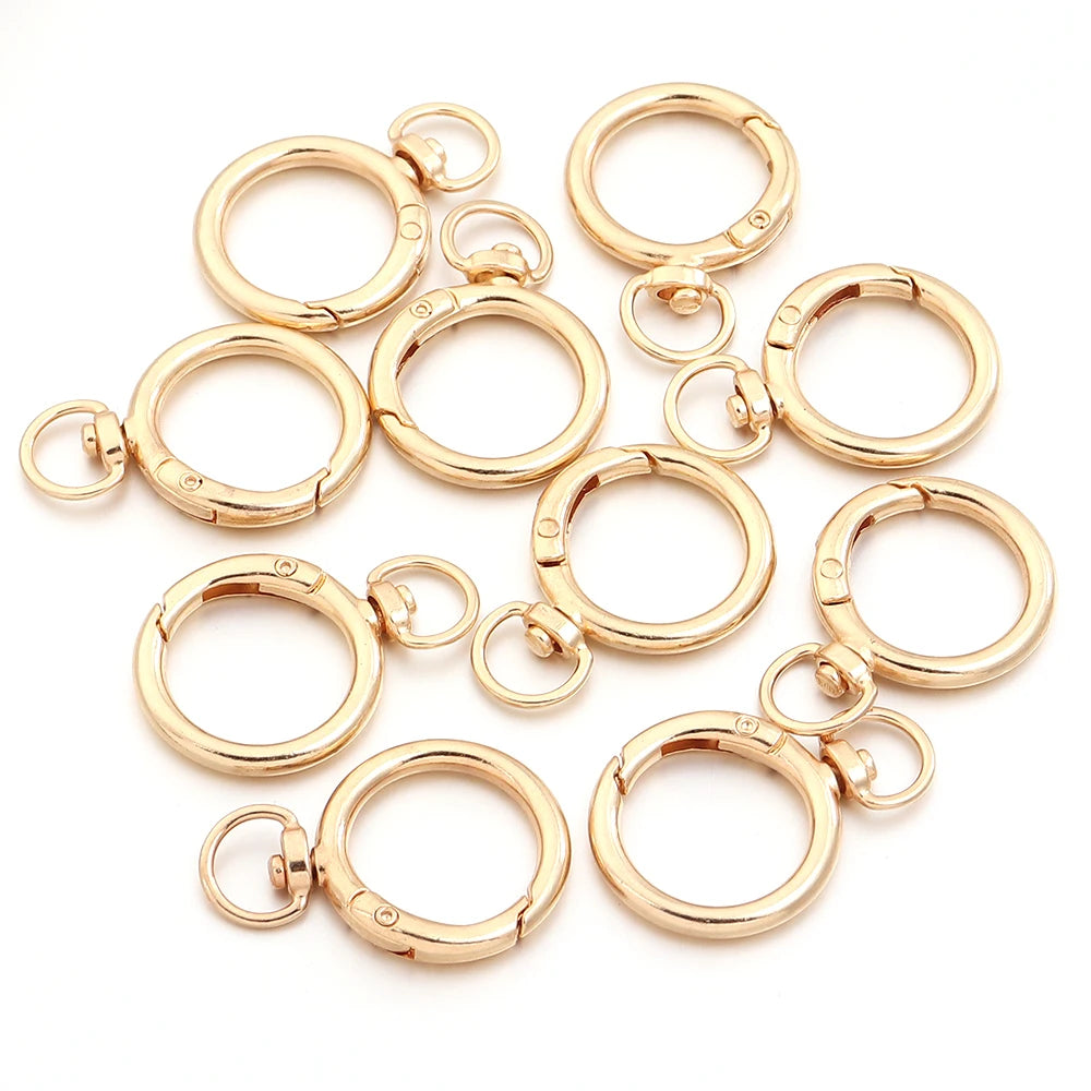 10Pcs Round Shape Rotation Alloy Lobster Spring Clasps Openable Hook Carabiner Connector Dog Chain Buckles DIY Keychain Supplies