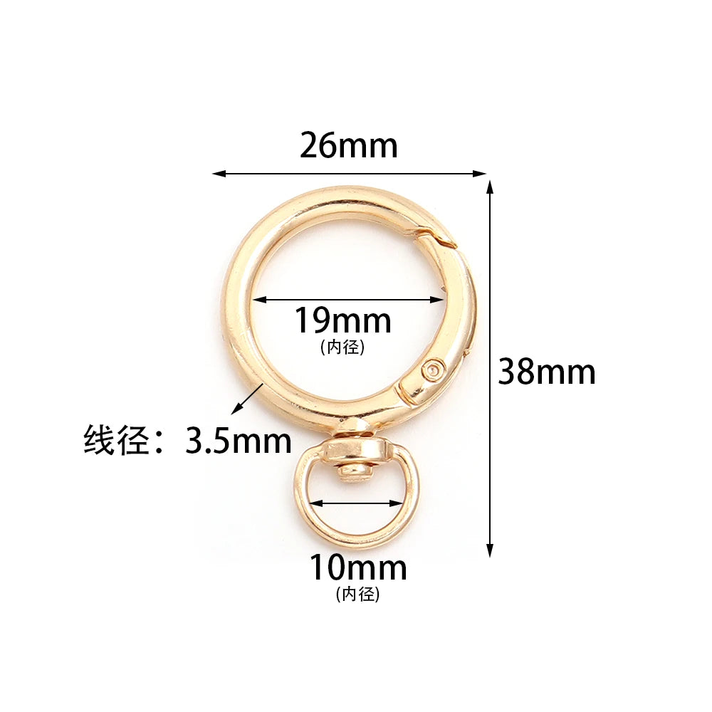 10Pcs Round Shape Rotation Alloy Lobster Spring Clasps Openable Hook Carabiner Connector Dog Chain Buckles DIY Keychain Supplies