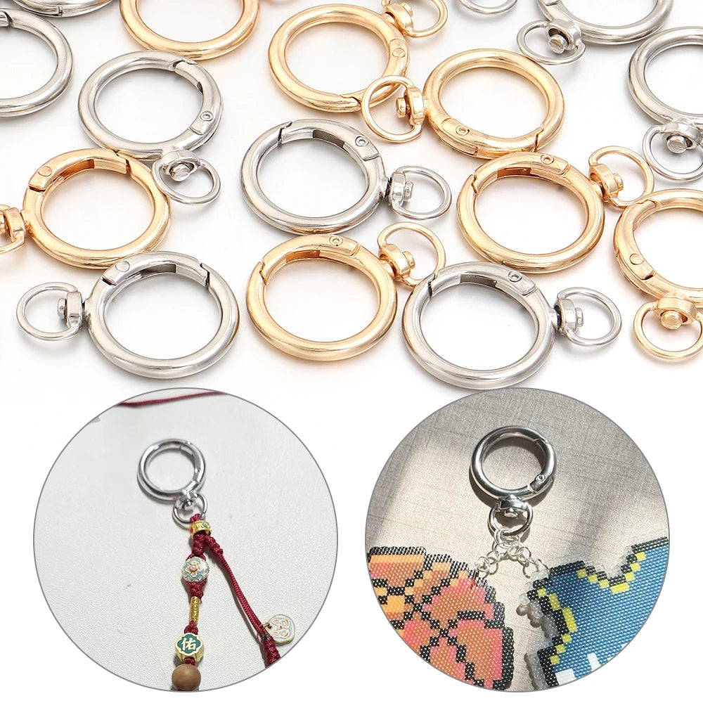 10Pcs Round Shape Rotation Alloy Lobster Spring Clasps Openable Hook Carabiner Connector Dog Chain Buckles DIY Keychain Supplies