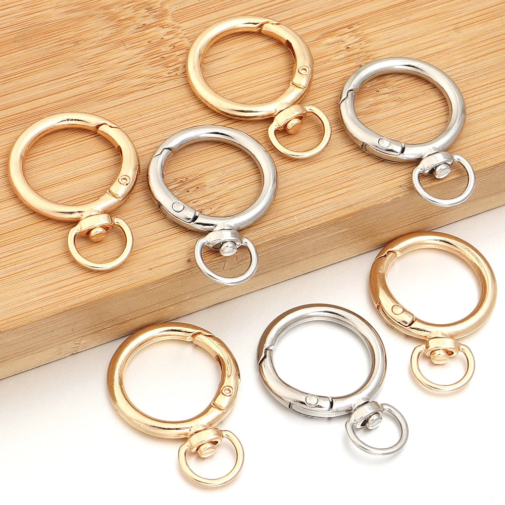 10Pcs Round Shape Rotation Alloy Lobster Spring Clasps Openable Hook Carabiner Connector Dog Chain Buckles DIY Keychain Supplies