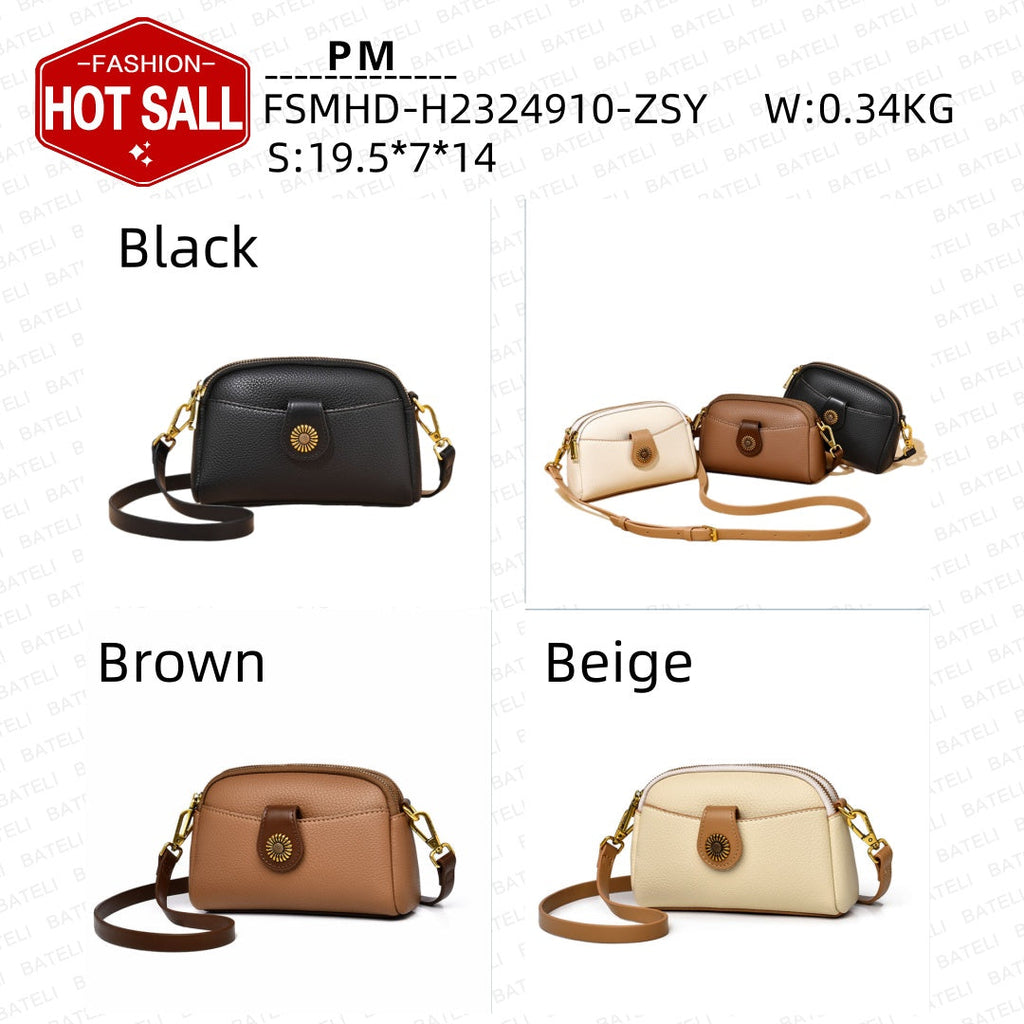 Comfy Soft Leather Women's Bag - Spring Summer New Flip Zipper Fashion