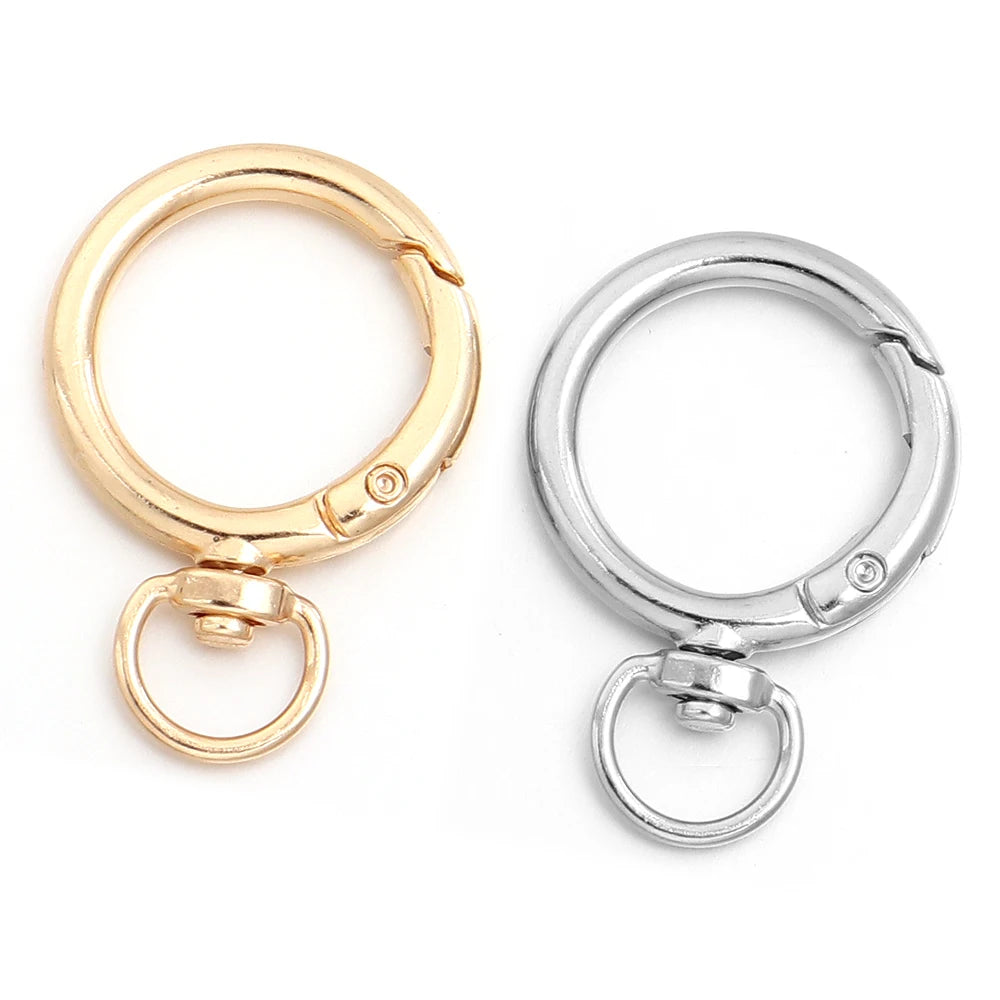 10Pcs Round Shape Rotation Alloy Lobster Spring Clasps Openable Hook Carabiner Connector Dog Chain Buckles DIY Keychain Supplies
