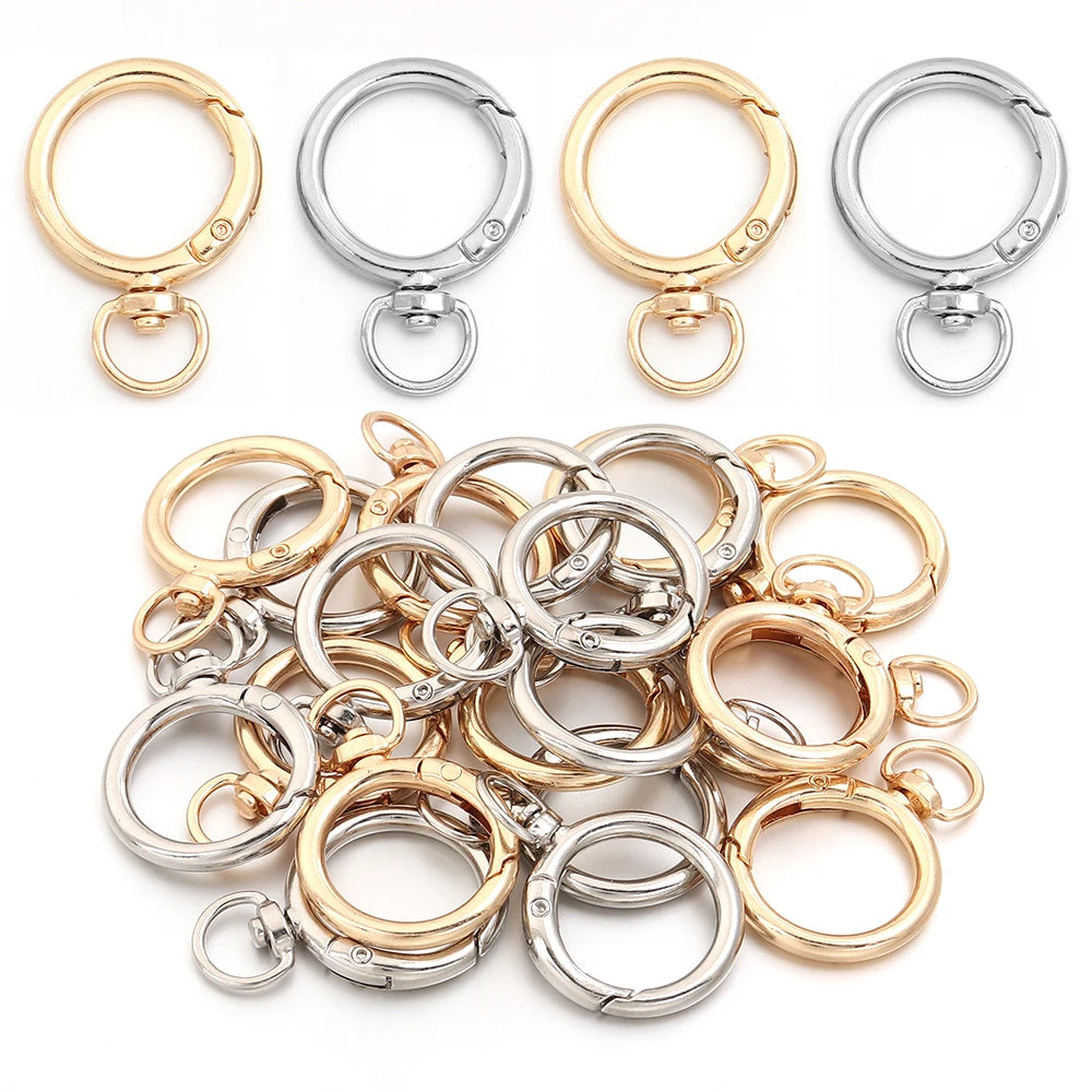 10Pcs Round Shape Rotation Alloy Lobster Spring Clasps Openable Hook Carabiner Connector Dog Chain Buckles DIY Keychain Supplies