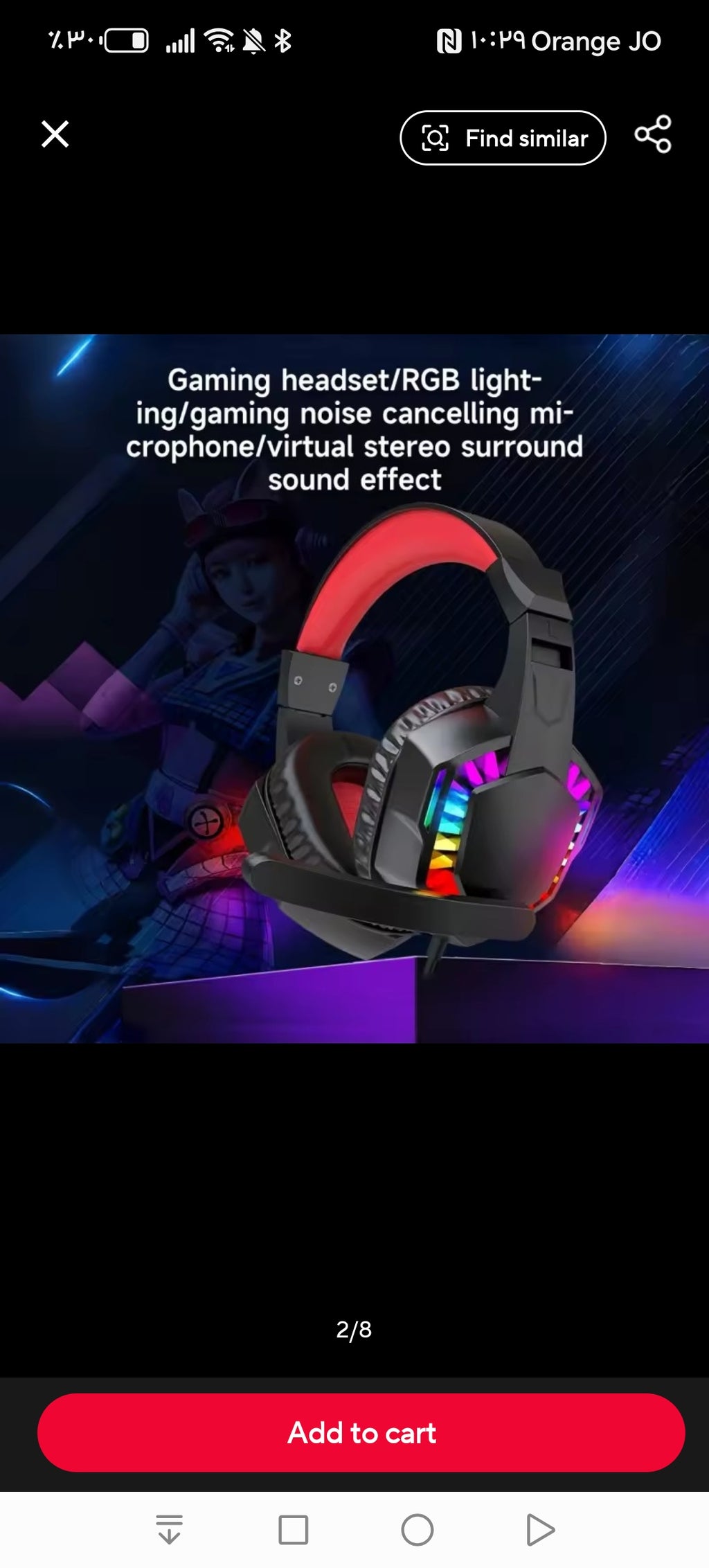 RGB Gaming Headset with Microphone LED Light Noise Cancelling Headphones for PC PS5 PS4 Xbox Laptop Mobile