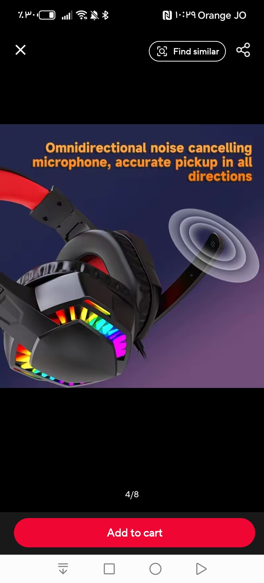 RGB Gaming Headset with Microphone LED Light Noise Cancelling Headphones for PC PS5 PS4 Xbox Laptop Mobile