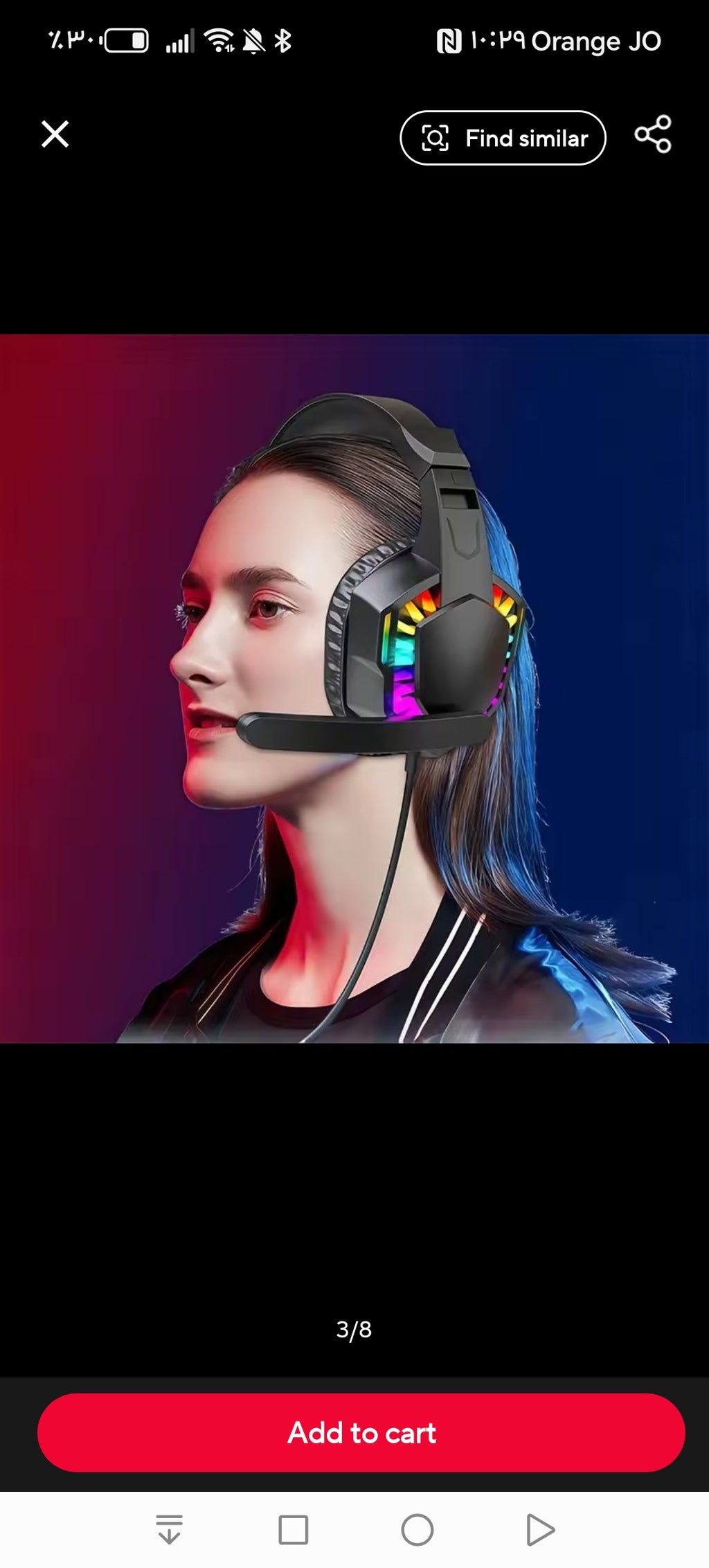 RGB Gaming Headset with Microphone LED Light Noise Cancelling Headphones for PC PS5 PS4 Xbox Laptop Mobile